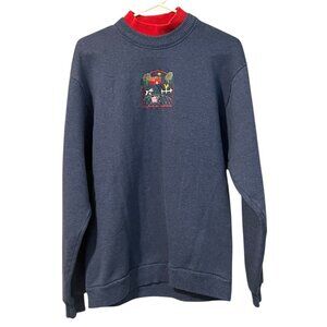 Vintage Gopher Sport Mock‎ Neck Sweatshirt Women's Large Purple Farm Embroidery